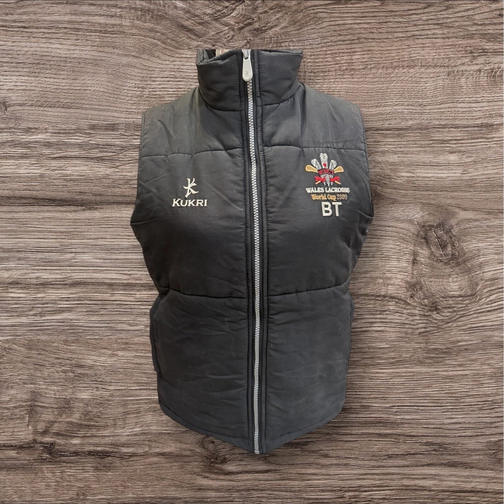 Wales Lacrosse World Cup 2009 BT Mens Black Kukri Gilet Vest Sportswear VTG